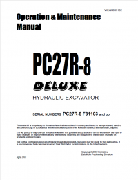repair manual Komatsu PC27R-8 Deluxe Hydraulic Excavator Operation and Maintenance Manual PDF