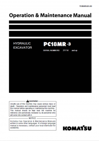 repair manual Komatsu PC18MR-3 Hydraulic Excavator Operation and Maintenance Manual PDF