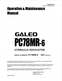 repair manual Komatsu PC78MR-6 Hydraulic Excavator Operation and Maintenance Manual PDF