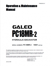 repair manual Komatsu Galeo PC18Mr-2 Hydraulic Excavator Operation and Maintenance Manual PDF