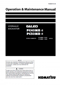 repair manual Komatsu Galeo PC40MR-2, PC50MR-2 Set of Operation and Maintenance Manuals PDF