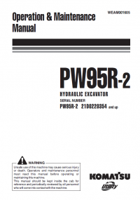 repair manual Komatsu Hydraulic Excavator PW95R-2 Operation and Maintenance Manual PDF