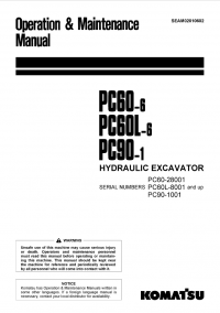 repair manual Komatsu Hydraulic Excavator PC60/60L-6, PC90-1 Set of Operation and Maintenance Manuals PDF