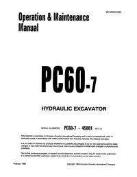 repair manual Komatsu Hydraulic Excavator PC60-7 Set of Operation and Maintenance Manuals PDF