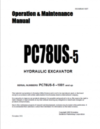 repair manual Komatsu Hydraulic Excavator PC78US-5 Operation and Maintenance Manual PDF
