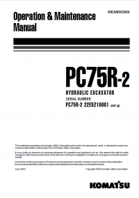 repair manual Komatsu Hydraulic Excavator PC75R-2 Set of Operation and Maintenance Manuals PDF