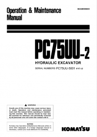 repair manual Komatsu Hydraulic Excavator PC75UU-2 Operation and Maintenance Manual PDF