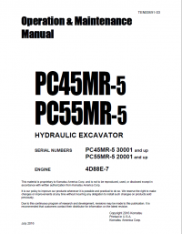 repair manual Komatsu Hydraulic Excavator PC45MR-5, PC55MR-5 Set of Operation and Maintenance Manuals PDF