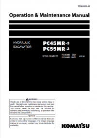 repair manual Komatsu Hydraulic Excavator PC45MR-3, PC55MR-3 Set of Operation and Maintenance Manuals PDF