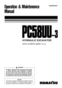 repair manual Komatsu Hydraulic Excavator PC58UU-3 Set of Operation and Maintenance Manuals PDF