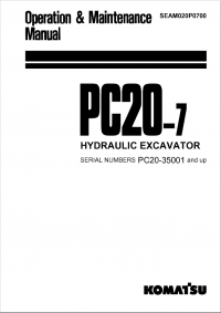 repair manual Komatsu Hydraulic Excavator PC20-7 Operation and Maintenance Manual PDF