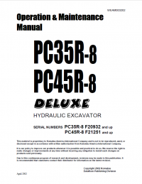 repair manual Komatsu Deluxe PC35R-8, PC45R-8 Hydraulic Excavator Operation and Maintenance Manual PDF