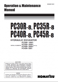 repair manual Komatsu Hydraulic Excavator PC30R/35/40/45-8 Operation and Maintenance Manual PDF