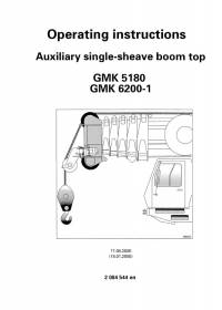 repair manual Grove Truck Crane GMK 5180/6200-1 Auxiliary Single-Sheave Boom Top Operating Instructions PDF
