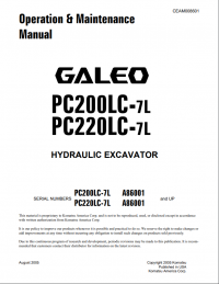 repair manual Komatsu Galeo PC200LC-7L, PC220LC-7L Hydraulic Excavator Operation and Maintenance Manual PDF