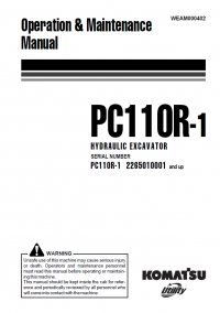 repair manual Komatsu Hydraulic Excavator PC110R-1 Operation and Maintenance Manual PDF