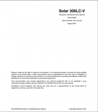 repair manual Daewoo Solar 300LC-V Track Excavator Operation and Maintenance Manual PDF