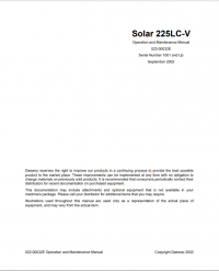 repair manual Daewoo Solar 225LC-V Track Excavator Operation and Maintenance Manual PDF