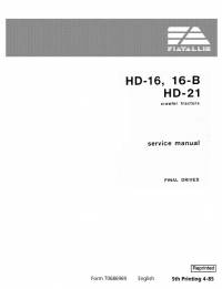 repair manual FiatAllis Crawler Tractors HD-16, 16-B, HD-21 Final Drives Service Manual PDF