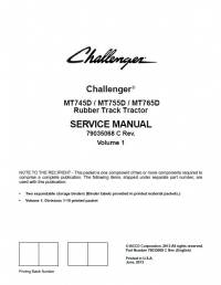 repair manual Challenger Rubber Track Tractor MT745D, MT755D, MT765D Service Manual PDF