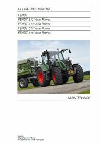 repair manual Fendt Tractor 512, 513, 514, 516 Vario Power Maintenance Operator’s Manual PDF