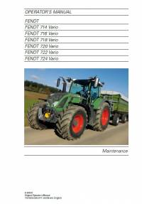 repair manual Fendt Tractor 714, 716, 718, 720, 722, 724 Vario Maintenance Operator’s Manual PDF
