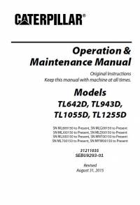 repair manual Caterpillar Telehandler TL642D, TL943D, TL1055D, TL1255D Operation & Maintenance Manual PDF