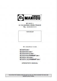 repair manual Manitou MLT629-730 (Turbo) Serie, MLT633-730 Turbo LS/POWERSHIFT Serie Lift Truck Operators Manual