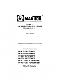 repair manual Manitou MC40/50/60/70 Powershift, MC60,/70 Turbo Powershift Repair Manual PDF