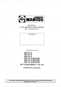 repair manual Manitou MSI 20/25/30D, MSI 20/25/30D Buggie Lift Truck Operators Manual PDF