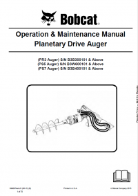 repair manual Bobcat Planetary Drive Auger PR3, PS5, PS7 Operation and Maintenance Manual PDF