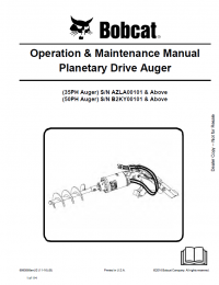 repair manual Bobcat Planetary Drive Auger 35PH, 50PH Operation and Maintenance Manual PDF