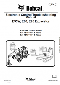 repair manual Bobcat E55W, E60, E80 Excavator Electronic Control Troubleshooting Manual PDF