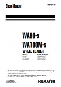 repair manual Komatsu WA90-5, WA100M-5 Wheel Loader Operation & Maintenance and Shop Manuals PDF