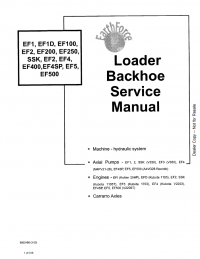repair manual Bobcat EF1/D, EF100/200/250/400/500, EF2/5, SSK, EF4/SP Loader Backhoe Service Manual