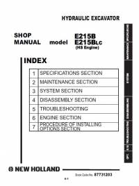 repair manual New Holland Hydraulic Excavator E215B, E215BLC (HS Engine) Shop Manual PDF