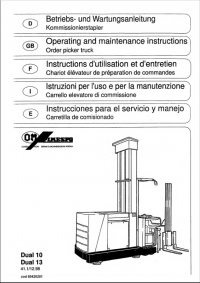repair manual OM Pimespo DUAL 10, DUAL 13 Order Picker Truck Operation and Maintenance Manual PDF