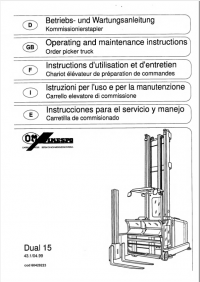 repair manual OM Pimespo DUAL 15 Order Picker Truck Operation and Maintenance Manual PDF