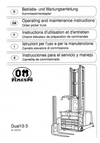 repair manual OM Pimespo DUAL 13-3 Order Picker Truck Operation and Maintenance Manual PDF