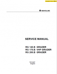 repair manual New Holland RG 140.B GRADER, RG 170.B VHP GRADER, RG 200.B GRADER Service Manual PDF