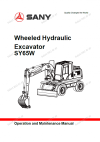 repair manual Sany Wheeled Hydraulic Excavator SY65W Operation and Maintenance Manual PDF