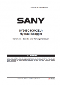 repair manual Sany SY365C9C5 Hydraulic Excavator Safety, Operation and Maintenance Manual  PDF