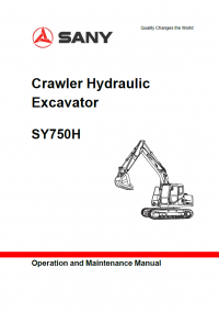repair manual Sany Crawler Hydraulic Excavator SY870H Operation and Maintenance Manual