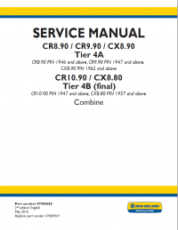 repair manual New Holland CR8.90, CR9.90, CX8.90 Tier 4A, CR10.90, CX8.80 Tier 4B (final) Combine Service Manual