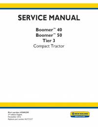 repair manual New Holland Boomer™ 40, Boomer™ 50 Tier 3 Compact Tractor Service Manual PDF