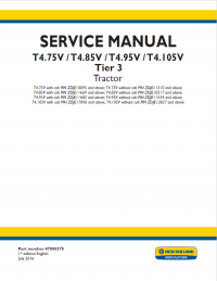 repair manual New Holland Tractor T4.75V, T4.85V, T4.95V, T4.105V Tier 3 Service Manual PDF