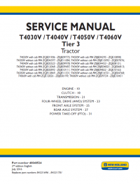 repair manual New Holland T4030V, T4040V, T4050V, T4060V Tier 3 Tractor Service Manual PDF