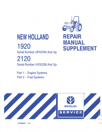 repair manual New Holland Tractor 1920, 2120 models 87028645 Repair Manual Supplement PDF