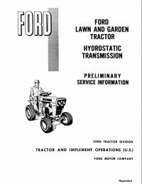 repair manual Ford Law and Garden Tractor Hydraulic Transmission Preliminary Service Manual PDF