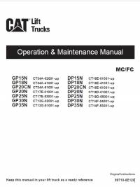 repair manual Cat Lift  Truck GP15N to GP35N, DP15N to DP35N MC/FC Operation and Maintenance Manual PDF